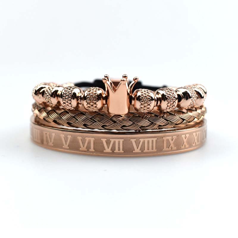 ROYALUS | Herren-Armband mit Krone & römischen Ziffern