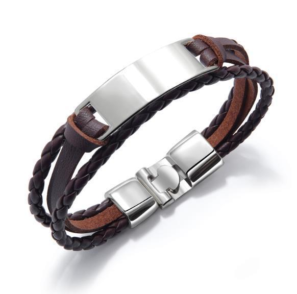 Multilayer Lederarmband für Herren – Edelstahl & geflochtenes Leder | Verschiedene Farben & Designs