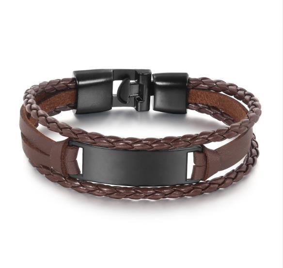 Multilayer Lederarmband für Herren – Edelstahl & geflochtenes Leder | Verschiedene Farben & Designs
