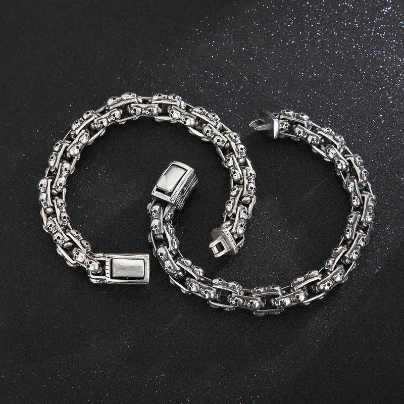 Old Punk Skull Bracelet made of titanium steel